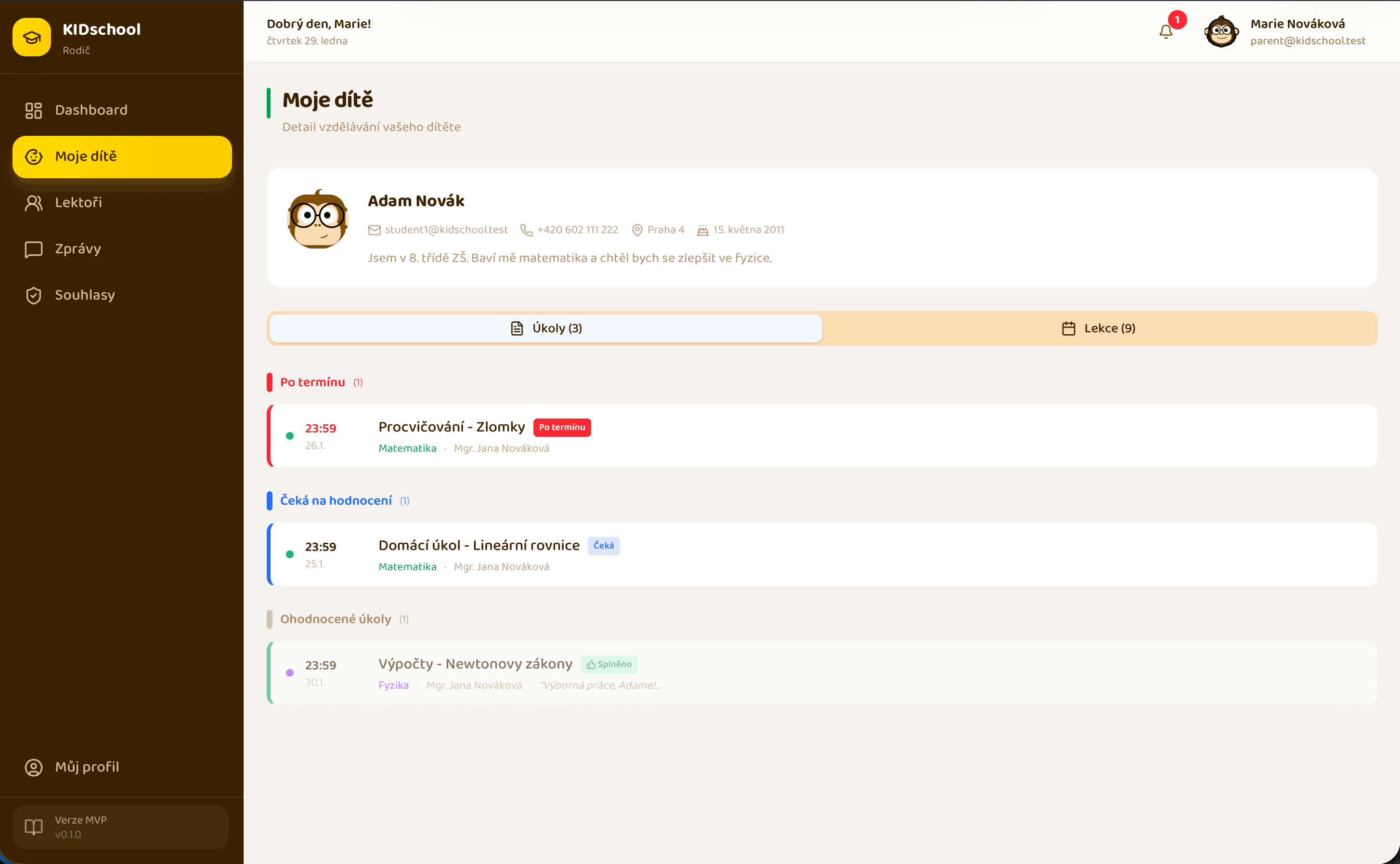 Přehled pro rodiče